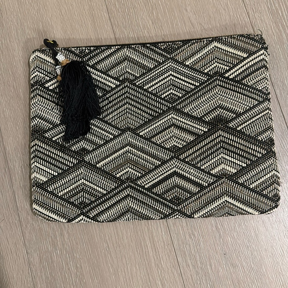 J. Crew Chevron Woven Tassel Clutch
